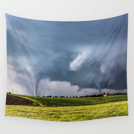 Twins - Two Tornadoes Touch Down Near Dodge City Kansas Wall Tapestry