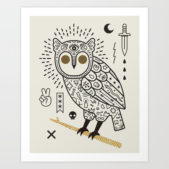 Hypno Owl Art Print