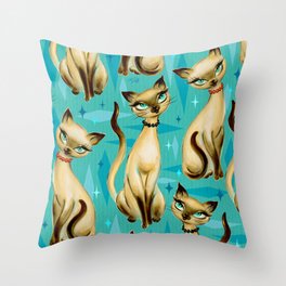 Siamese Cats MidCentury Modern Throw Pillow