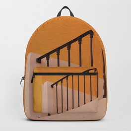 Yellow House-Iron Balcony-Straight Lines Backpack | Urban, Simple, Vertical, Modernversusold, Painted, Color, Architecture, Yellow, Iron, Digital 