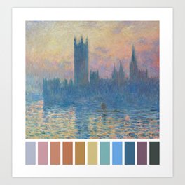 Monet, Houses of Parliament, Color Palette Art Print