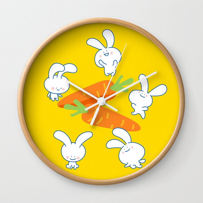 Little bunnies and carrots Wall Clock