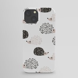 Hedgehog friends black and white spots iPhone Case