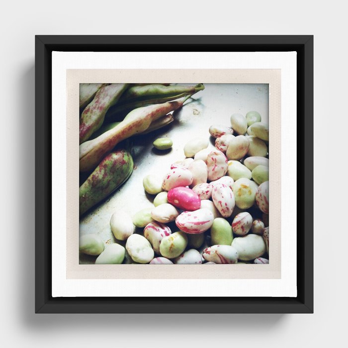 Colorful pile of Organic Beans -- Great for your kitchen! Retro photo shows off nature's bounty :-) Framed Canvas