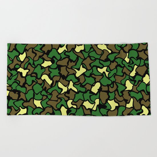 Camouflage Wobble Tile Pattern Beach Towel
