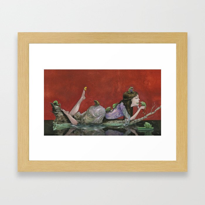 The lady and the frog Framed Art Print