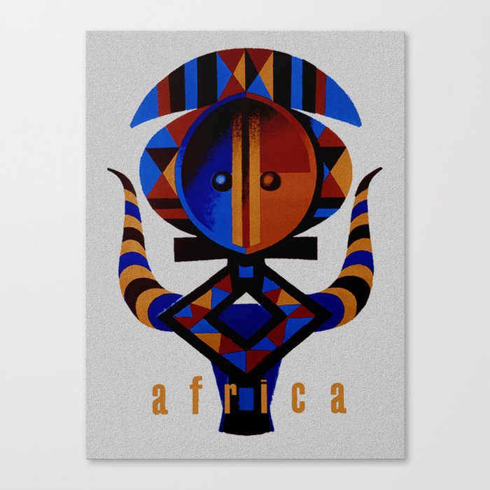 Vintage African Tribal Art Travel Poster Canvas Print