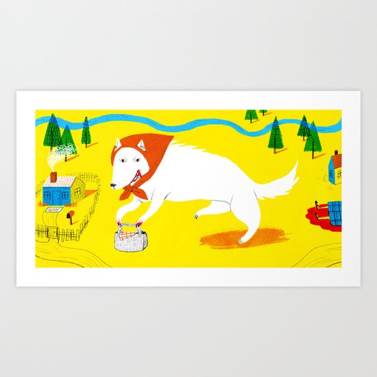 Big Bad Red Riding Wolf Art Print