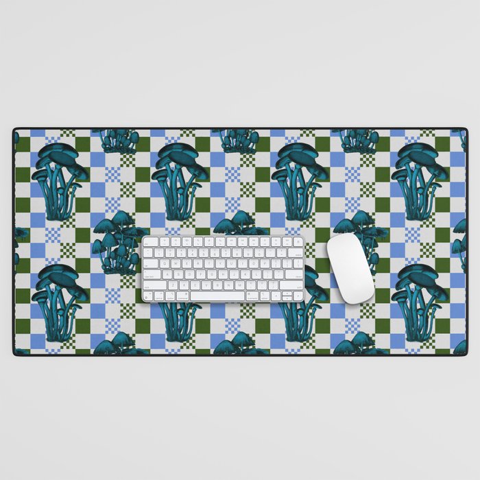 Checkered Mushroom Pattern (Inverted version) Desk Mat