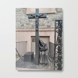 God Help Us Crucifix Statue in NYC Metal Print