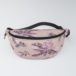 Pink tropic leaves Fanny Pack