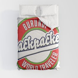 Burundi backpacker world traveler retro logo. Comforter