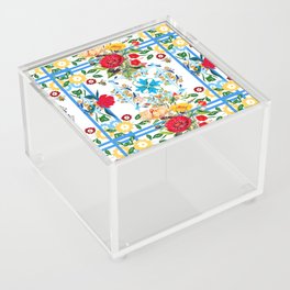 Italian,Sicilian art,majolica,tiles,Flowers Acrylic Box
