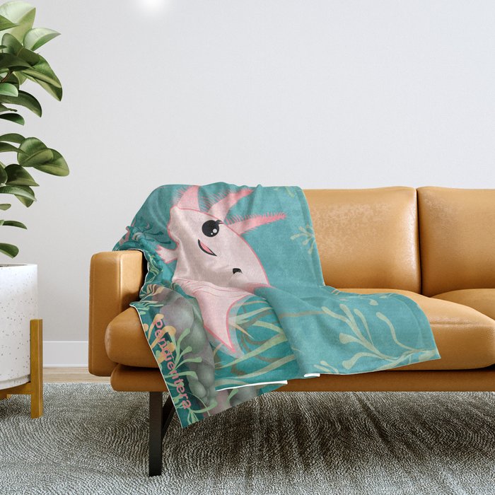 Axolotl baby kawaii Throw Blanket by Pendientera Society6