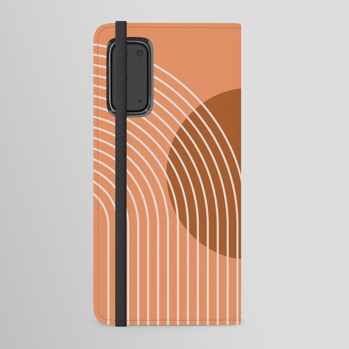Geometric Lines in Sun Rainbow Abstract 12 in Terracotta shades Android Wallet Case