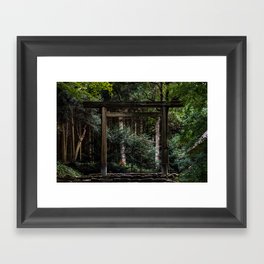 Torii in the forest (japan) Framed Art Print