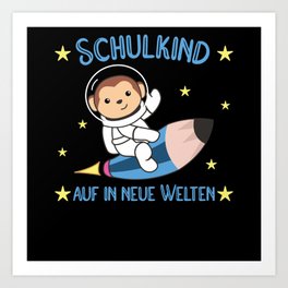 Kindergarten Monkey School Children Astronaut Art Print
