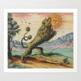 The Lion Eating The Sun Antique Alchemy Illustration Art Print