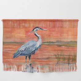 Great Blue Heron in Marsh Wall Hanging