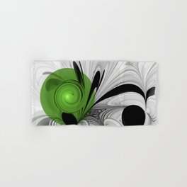 Abstract Black and White with Green Hand & Bath Towel