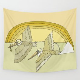 pelican glide // retro surf art by surfy birdy Wall Tapestry