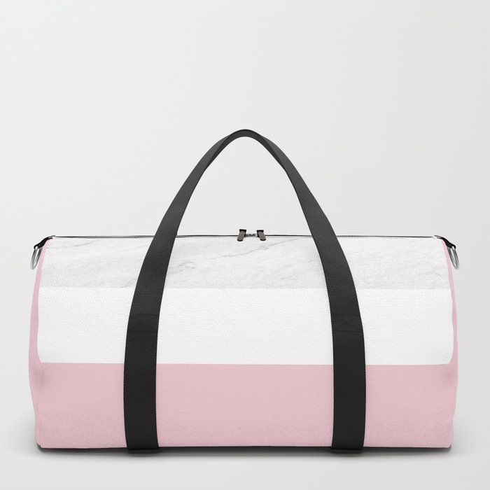 Marble Dusty Pink White Color Block Modern Geometry Duffle Bag