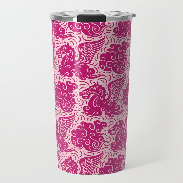 Pegasus Pattern Pink and Raspberry Travel Mug