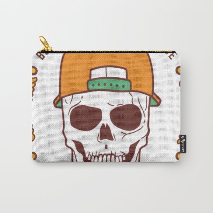 Cool Skull With Orange CAP - Quote Beach Vibes Sun  Carry-All Pouch