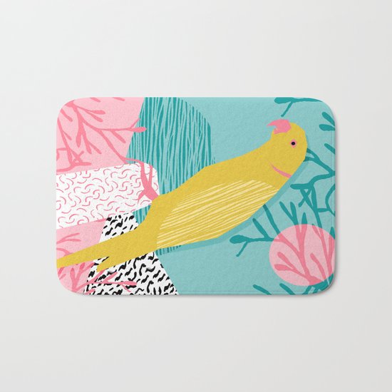 Bird Brain - wacka designs abstract minimal memphis design retro throwback 1980s 80s illustration Bath Mat