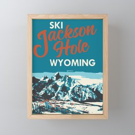 Ski Jackson Hole Wyoming Vintage Ski Poster Framed Mini Art Print
