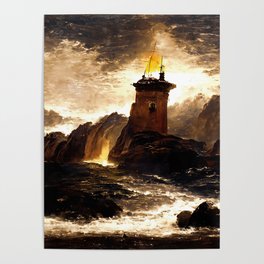 A lighthouse in the storm Poster