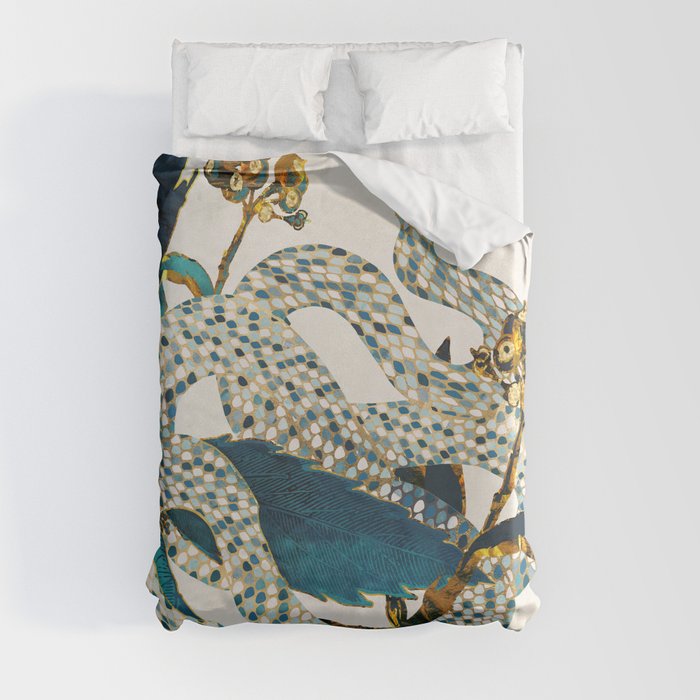 Summer Indigo Garden Duvet Cover