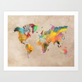 World map 1 Art Print