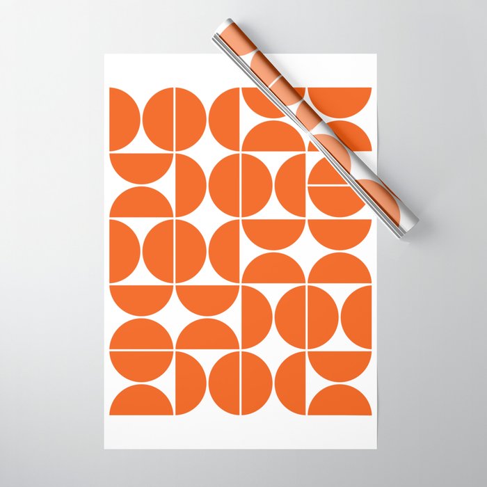 Mid Century Modern Geometric 04 Orange Wrapping Paper