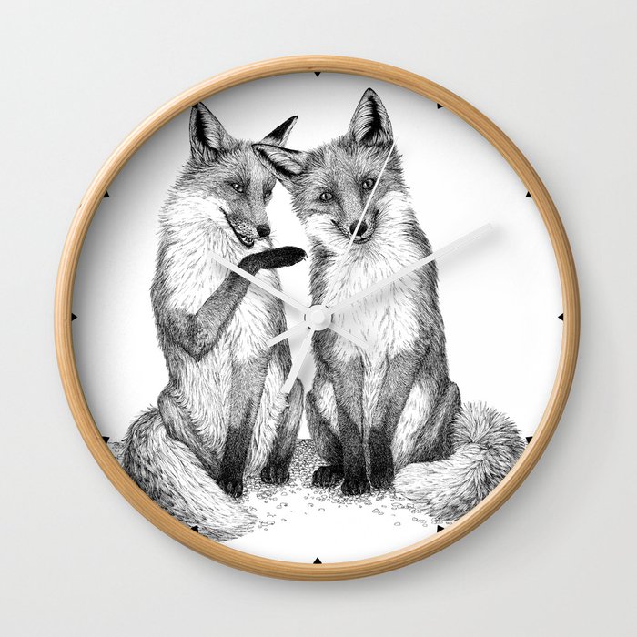 Gossip foxes Wall Clock