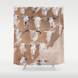 Cow Skulls Adobe - West Texas Photography Shower Curtain