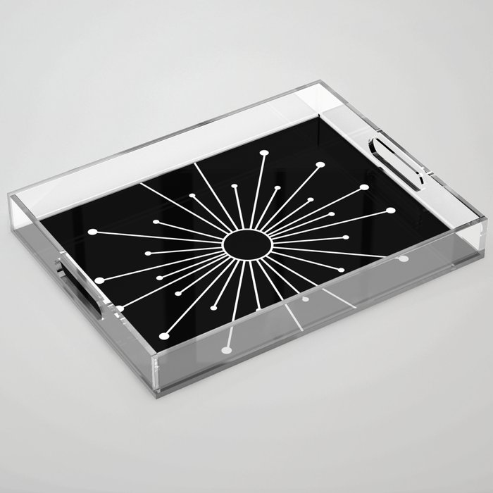 Mid Century Modern Simple Sputnik Starburst Black/White Acrylic Tray
