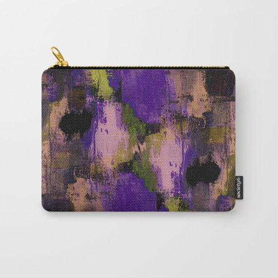 Abstract Nature - Textured, blue, yellow, pink, lilac, purple, black and orange painting Carry-All Pouch