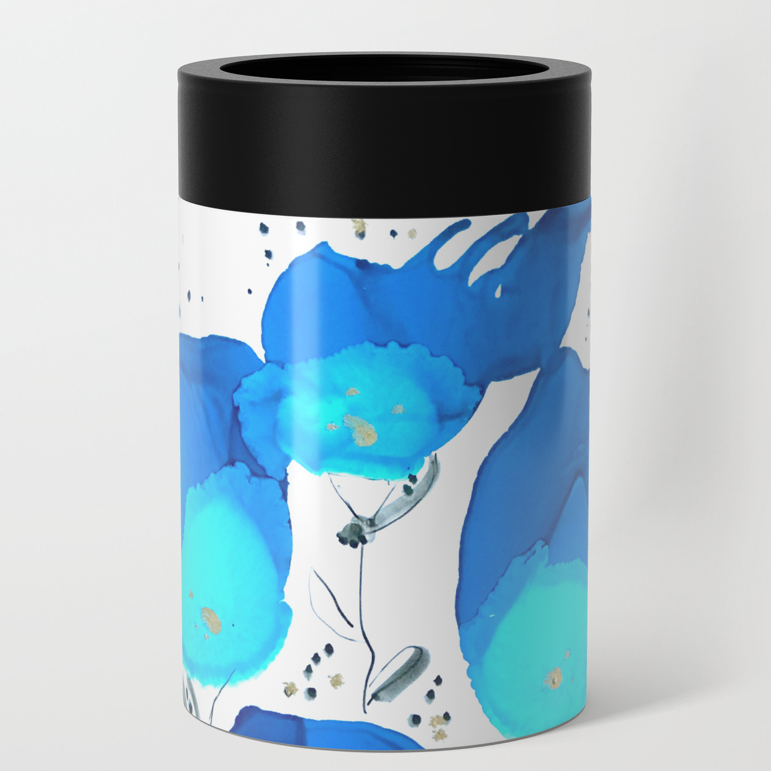 Blue Ink Blot Painting Can Cooler By Nataliecallwoodarts Society6