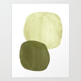Olive green abstract shapes Art Print