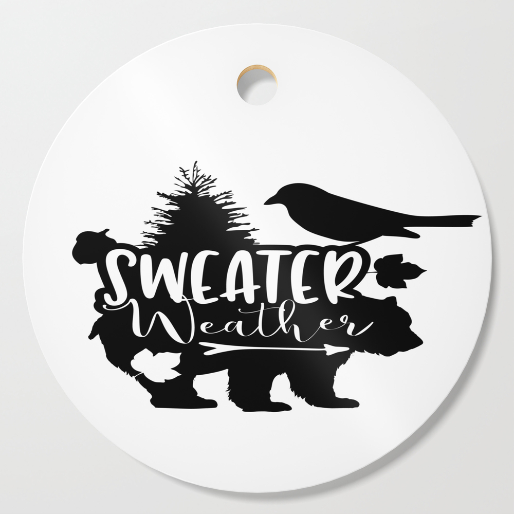 Sweater Weather Autumn Fall Bear Thanksgiving Cutting Board by passionloft
