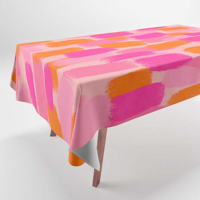Abstract, Paint Brush Effect, Orange and Pink Tablecloth