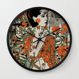 Daughter Wall Clock | Ink Pen, Pattern, Floral, Nature, Illustration, Curated, Black And White, Drawing 