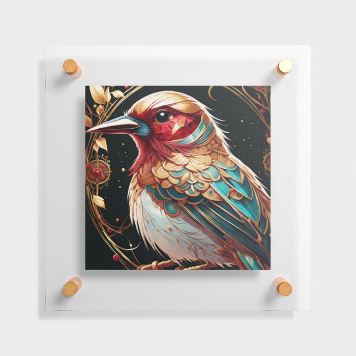 Gold and Ruby Bird No.1 Floating Acrylic Print