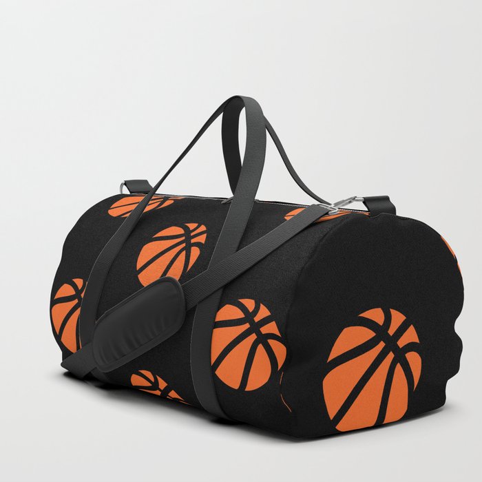 Black Basketball Lover Sports Fan Print Pattern Duffle Bag by Art Like Wow