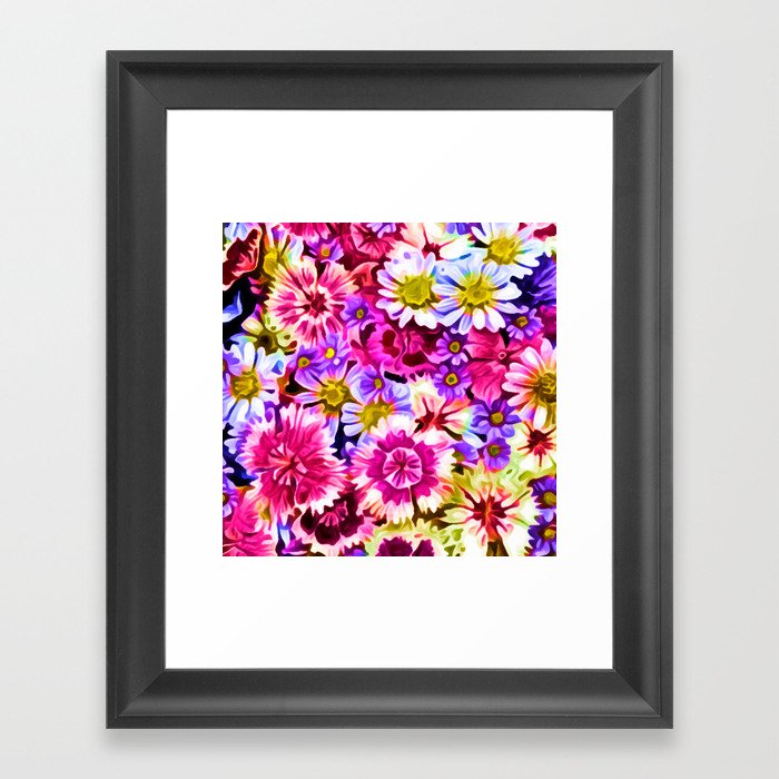 Flowers drawing in chalk style Framed Art Print