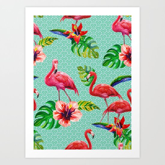 Flamingos Art Print