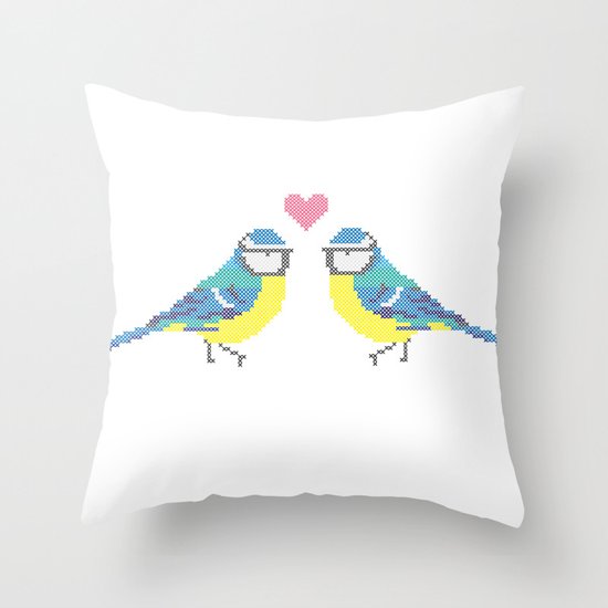 Stitch X Birds Throw Pillow