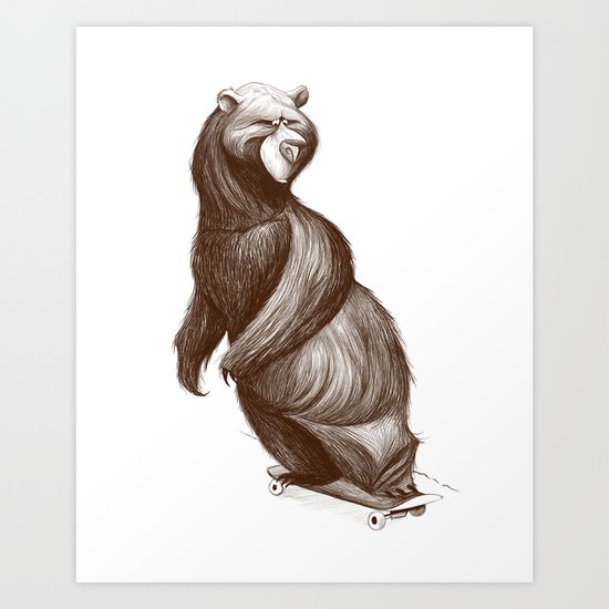 Skatepark Bear Art Print