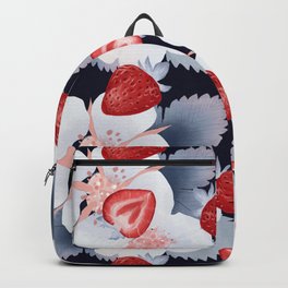 Strawberry Pattern with flowers and leaves Backpack